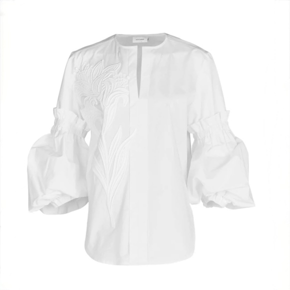 Silvia Tcherassi White Cotton Embroidered Wenda  Blouse Top Sz S  NEW - Picture 5 of 15